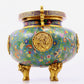 A cloisonne squirrel grape pattern two-eared three-legged incense burner