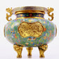 A cloisonne squirrel grape pattern two-eared three-legged incense burner