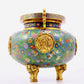 A cloisonne squirrel grape pattern two-eared three-legged incense burner