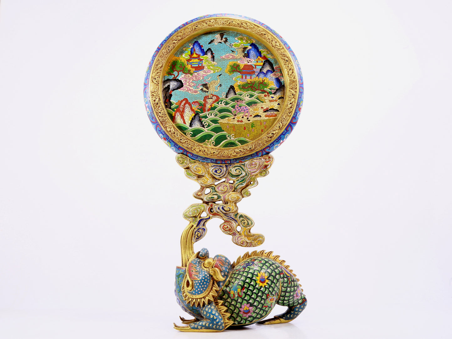 A cloisonne auspicious animal screen