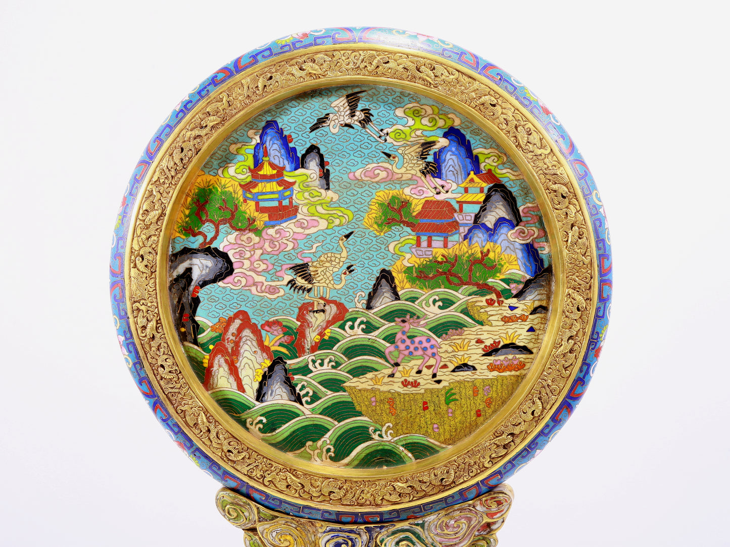 A cloisonne auspicious animal screen