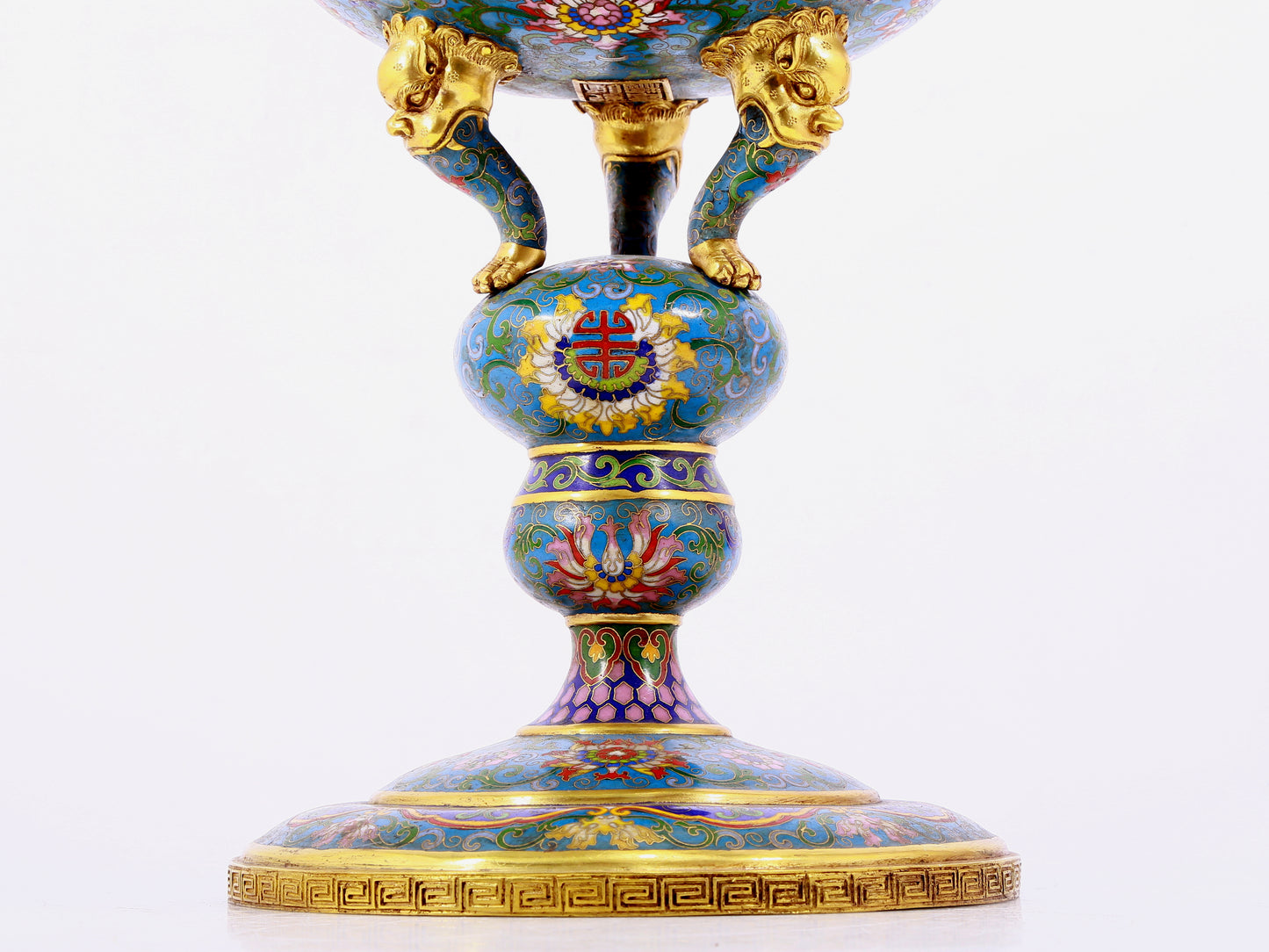 A pair of cloisonne lotus pattern bat ear incense burners