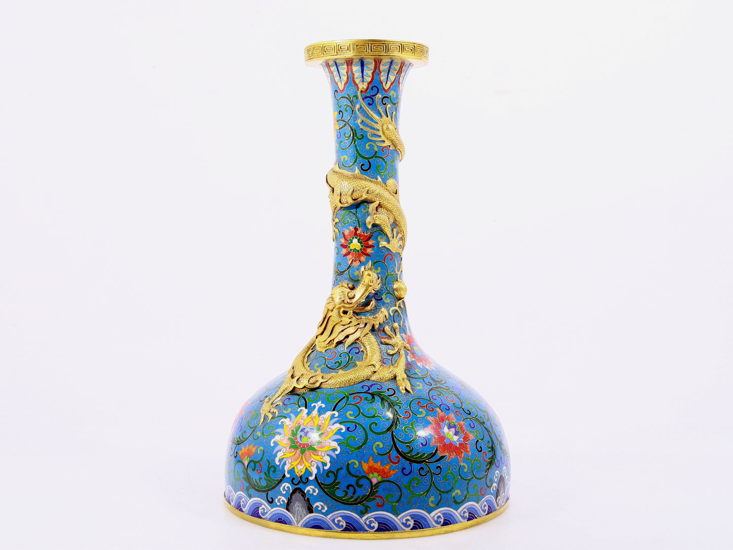 A cloisonné and dragon vase