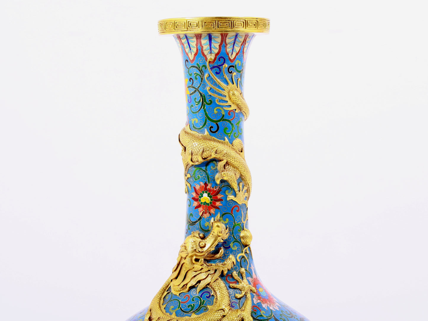 A cloisonné and dragon vase