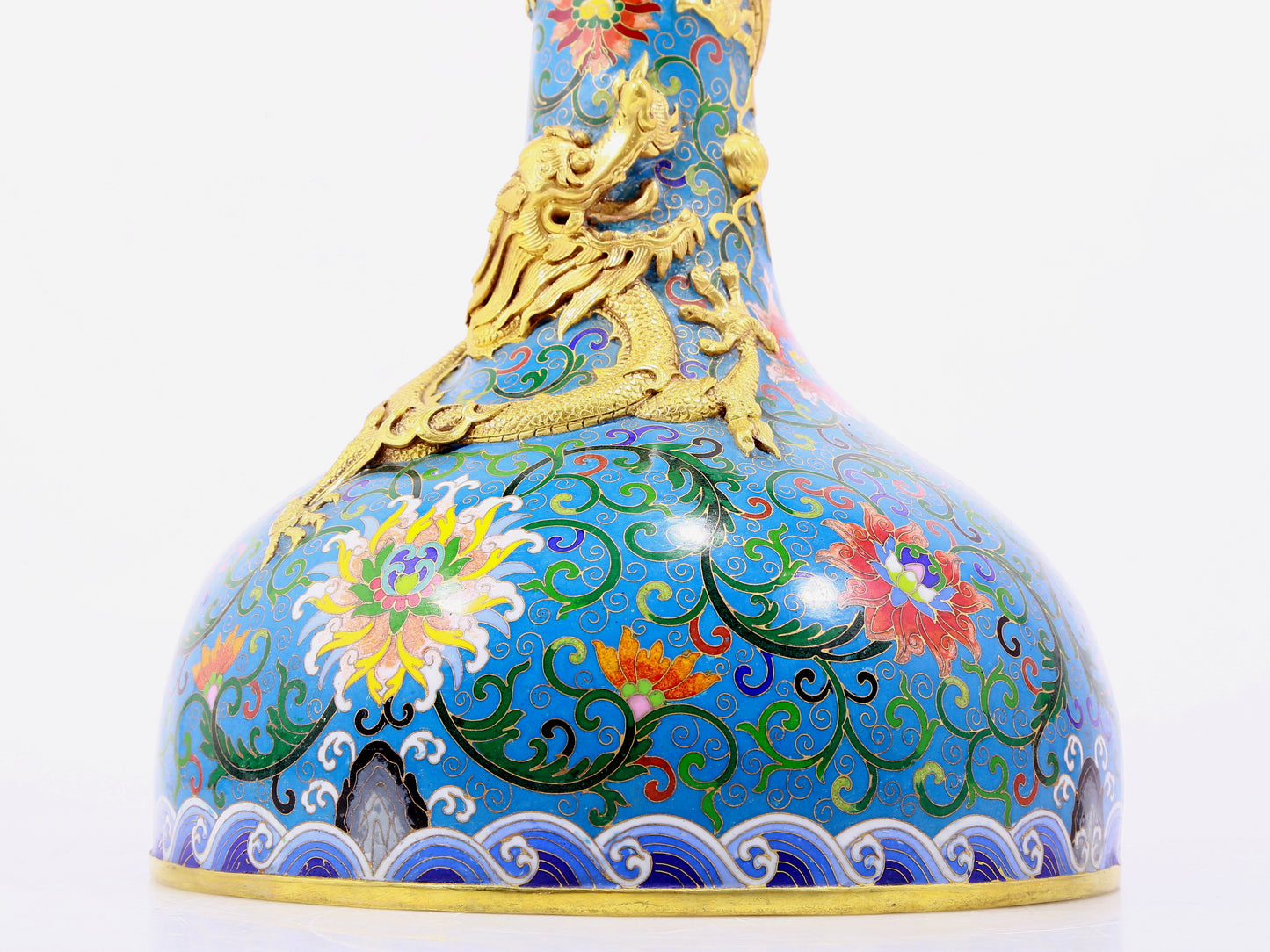 A cloisonné and dragon vase