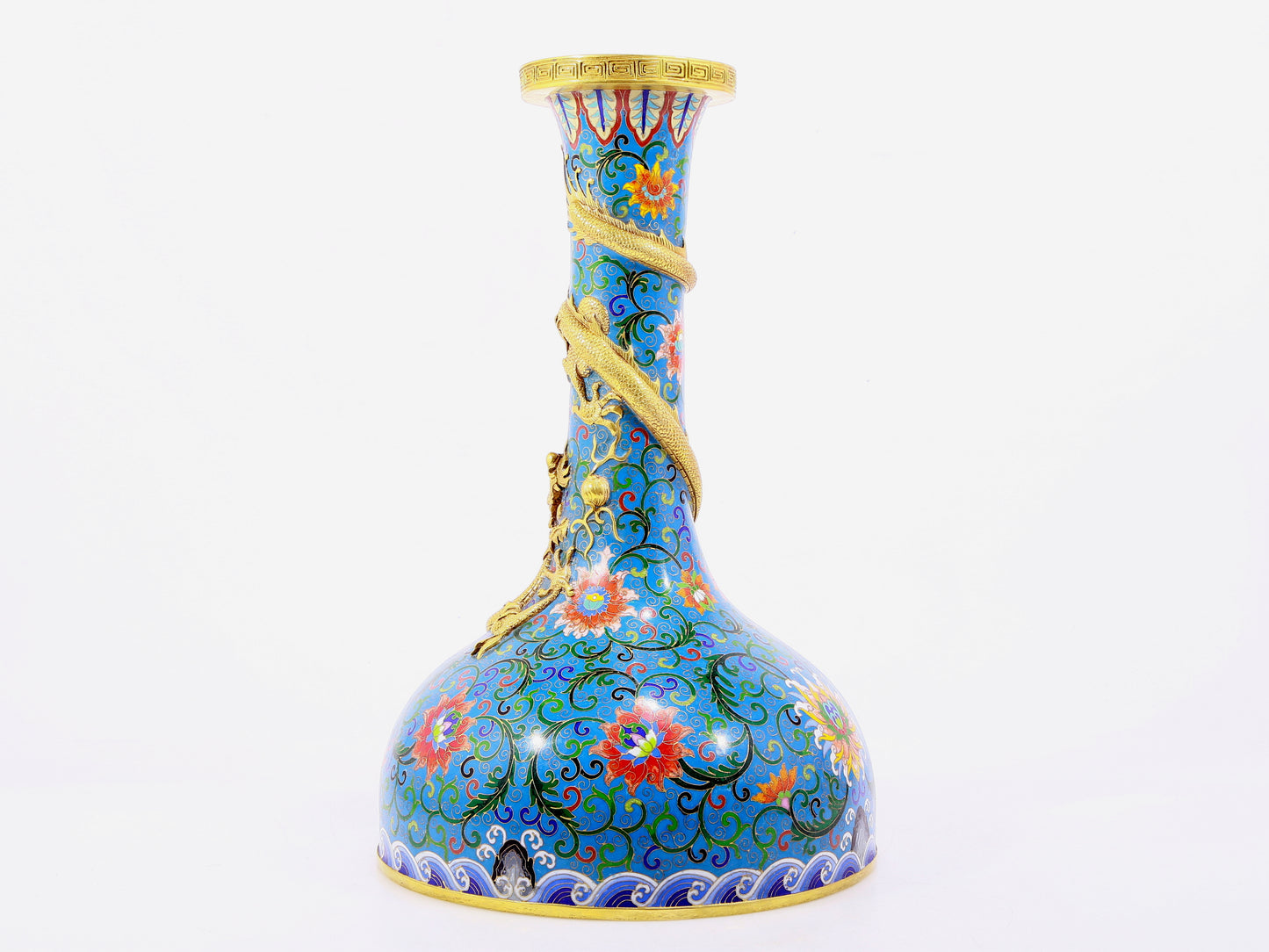 A cloisonné and dragon vase