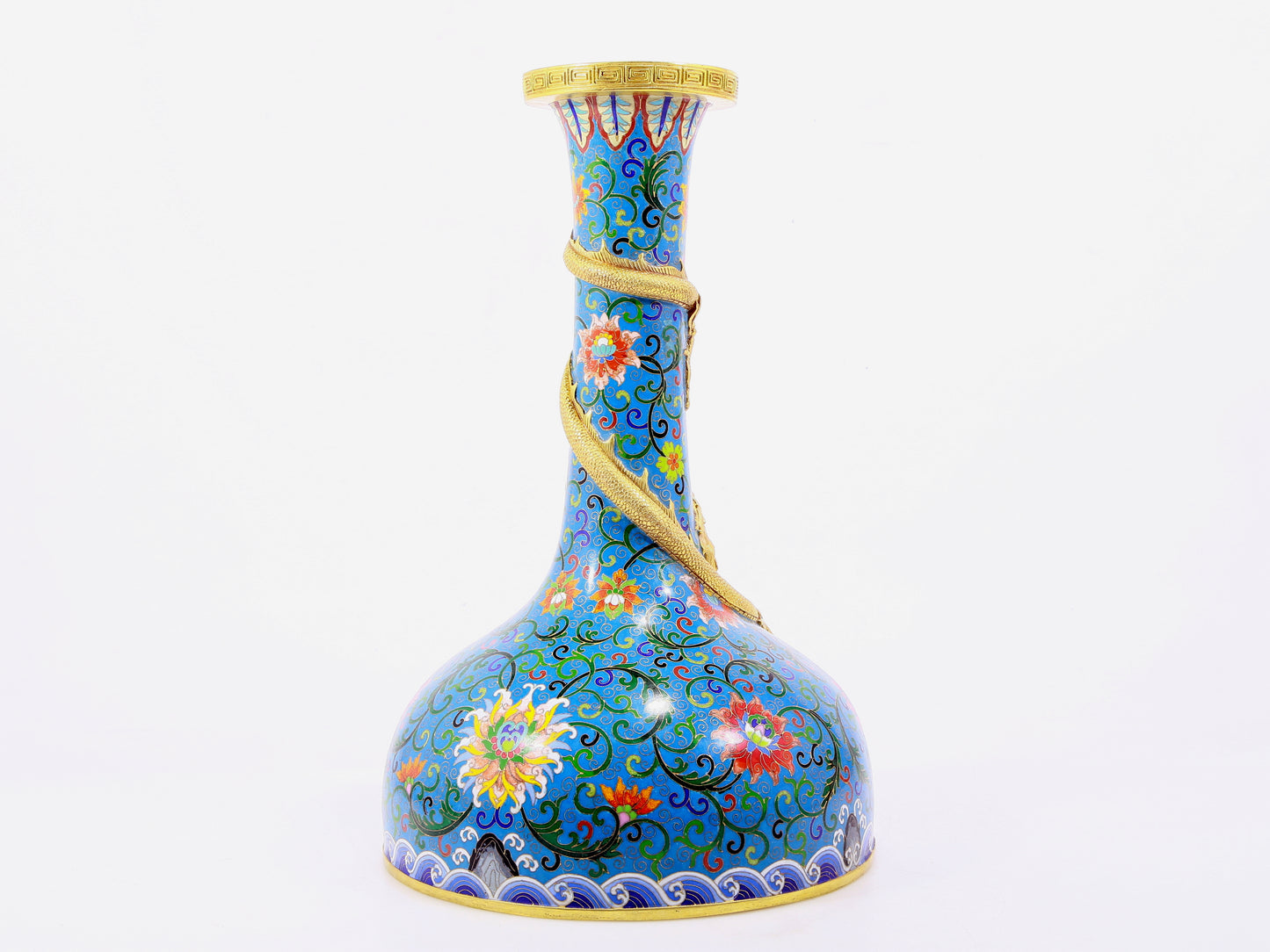 A cloisonné and dragon vase