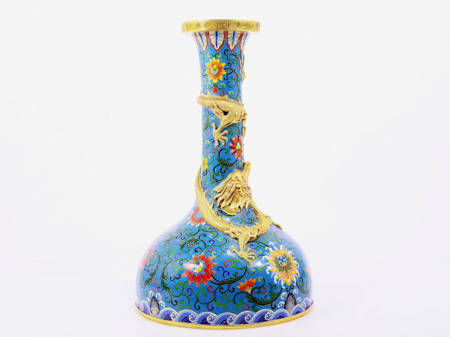 A cloisonné and dragon vase