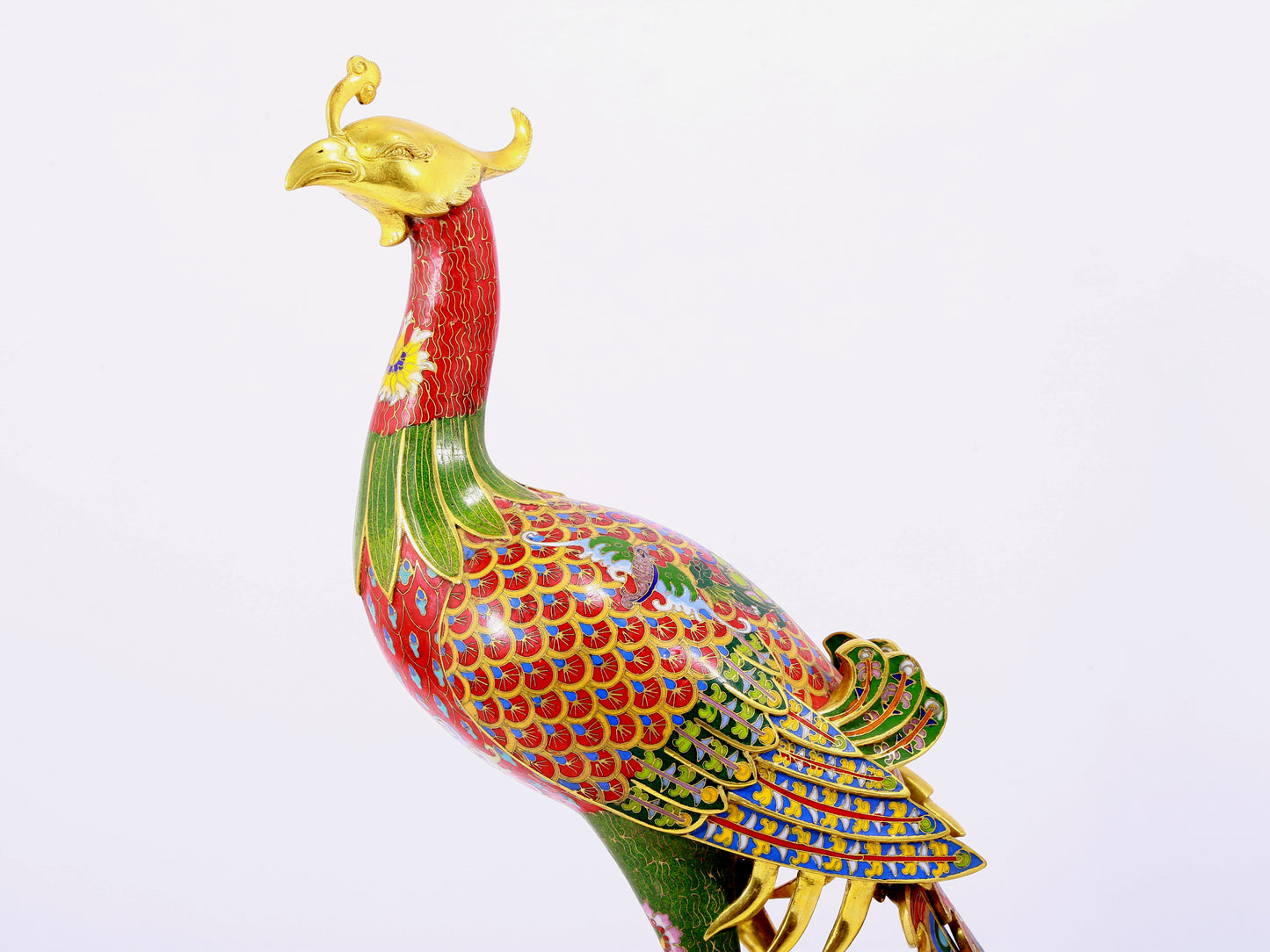 A pair of cloisonné phoenix ornaments