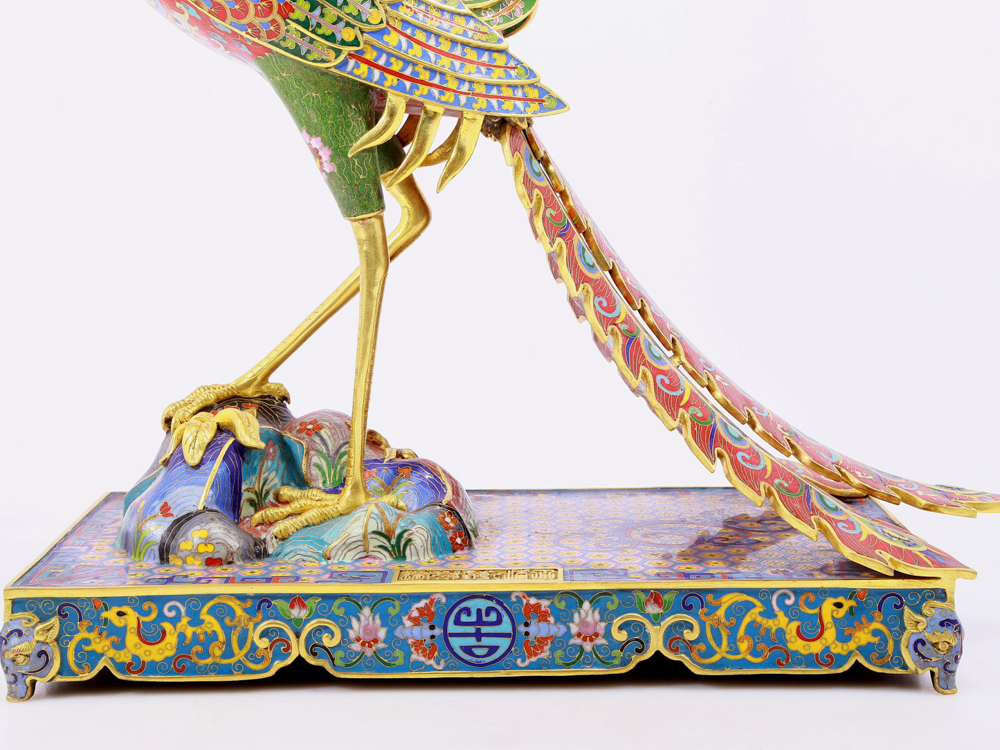 A pair of cloisonné phoenix ornaments