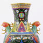 A pair of cloisonne flower-patterned phoenix-ear vases