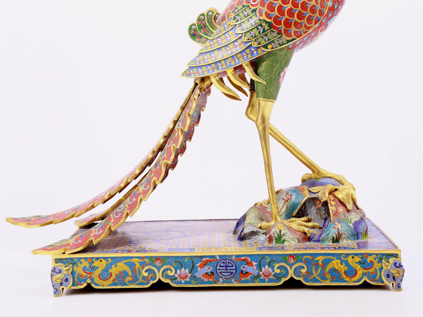 A pair of cloisonné phoenix ornaments