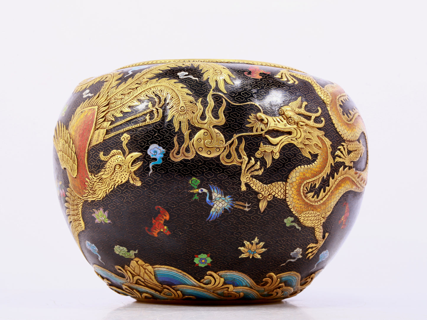 cloisonné auspicious cloud and dragon pattern water bowl