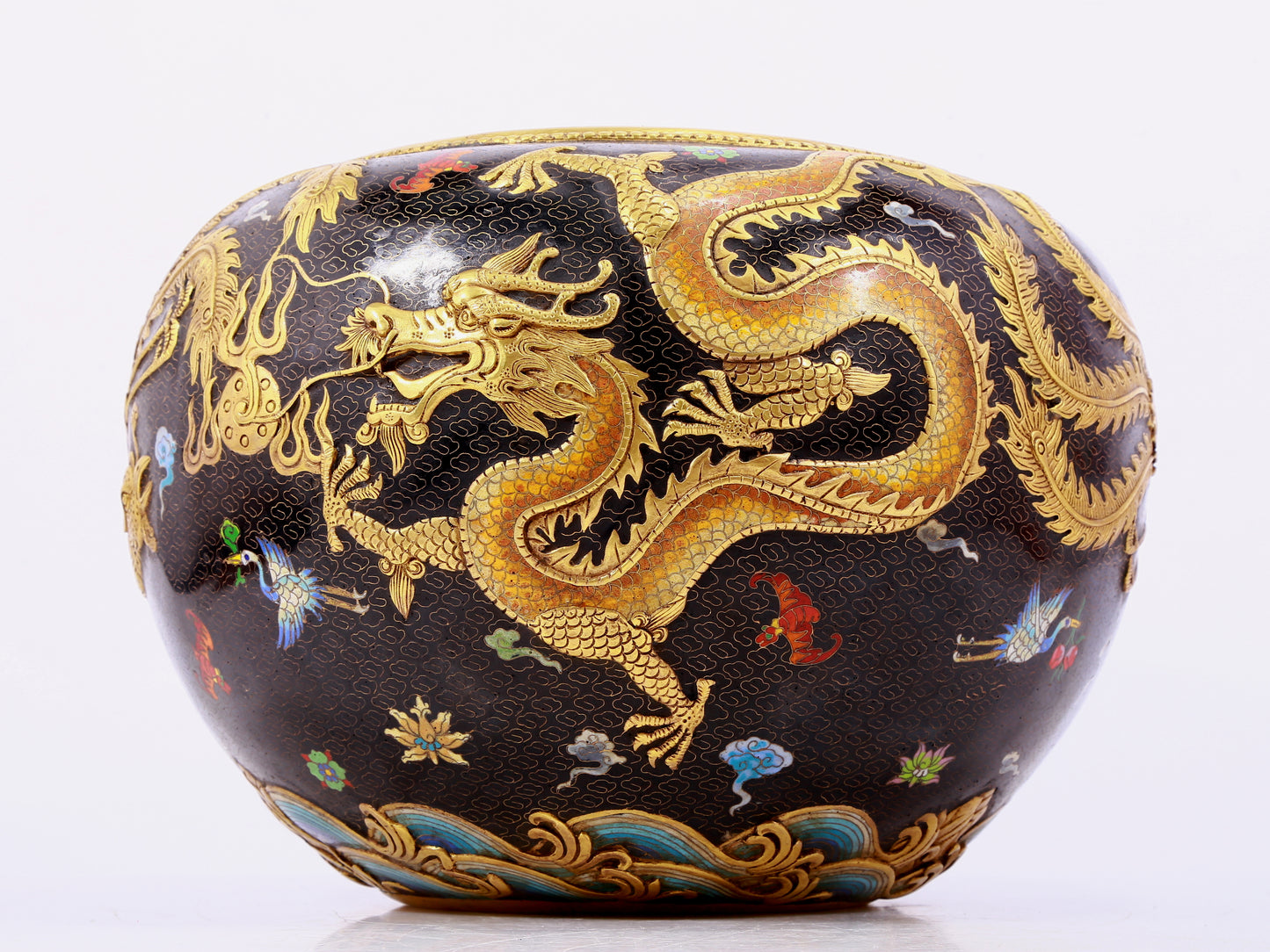 cloisonné auspicious cloud and dragon pattern water bowl