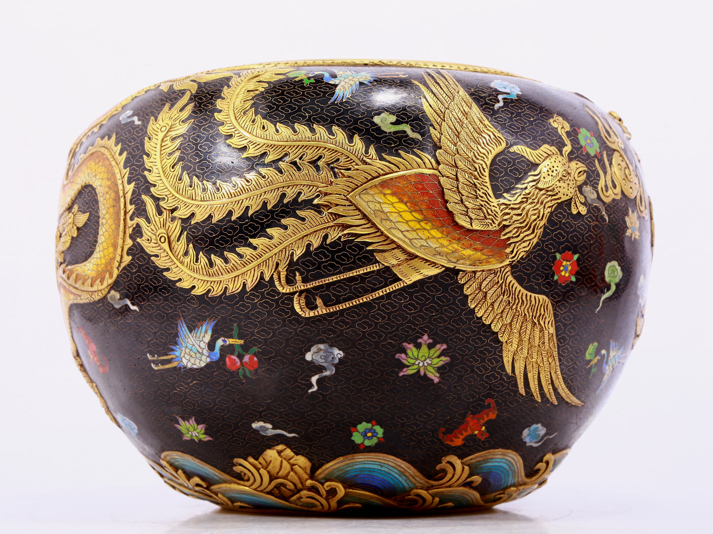 cloisonné auspicious cloud and dragon pattern water bowl