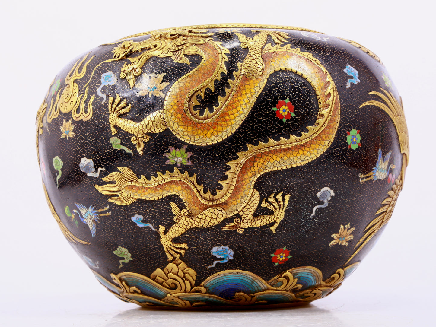 cloisonné auspicious cloud and dragon pattern water bowl