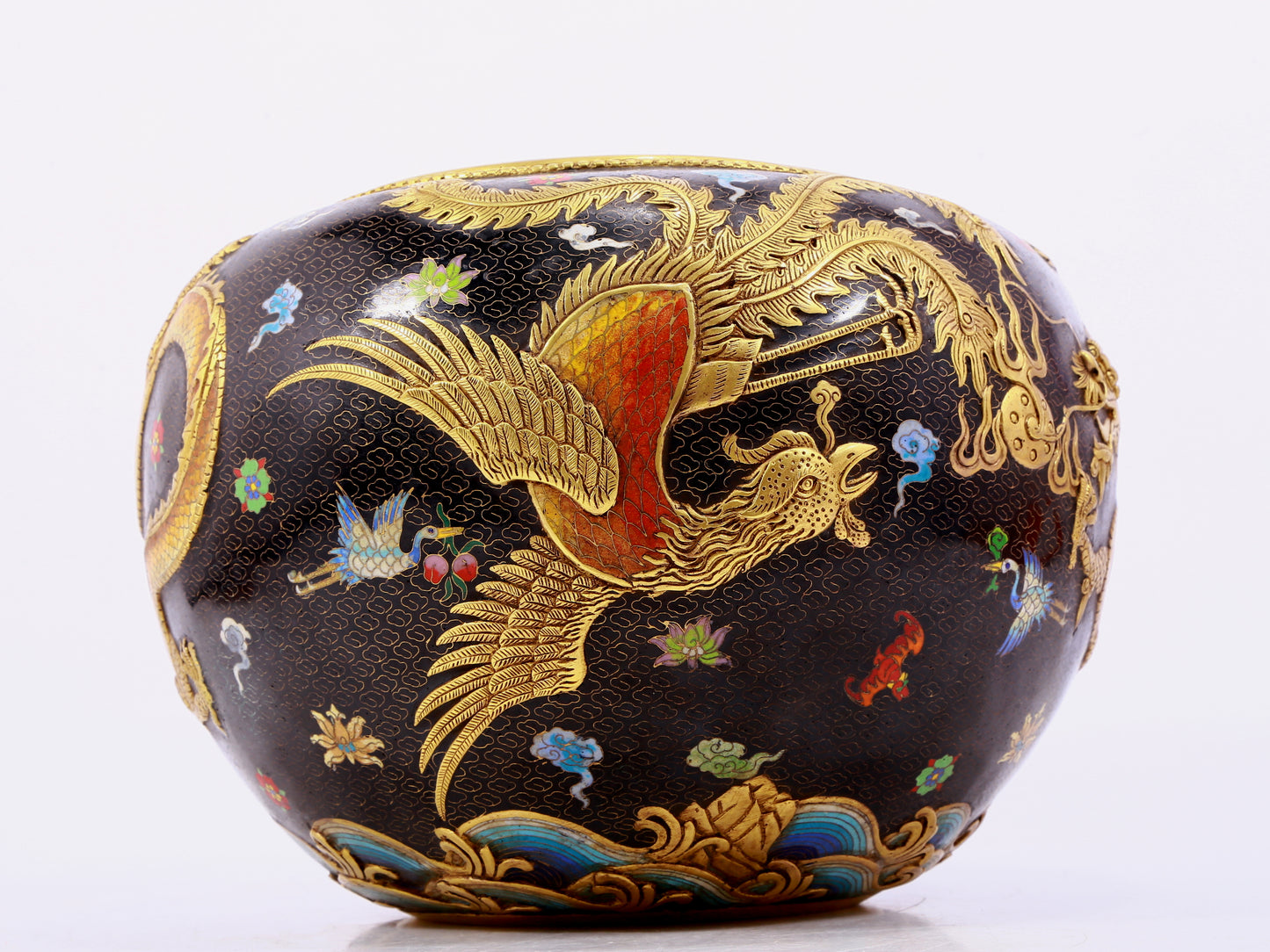 cloisonné auspicious cloud and dragon pattern water bowl