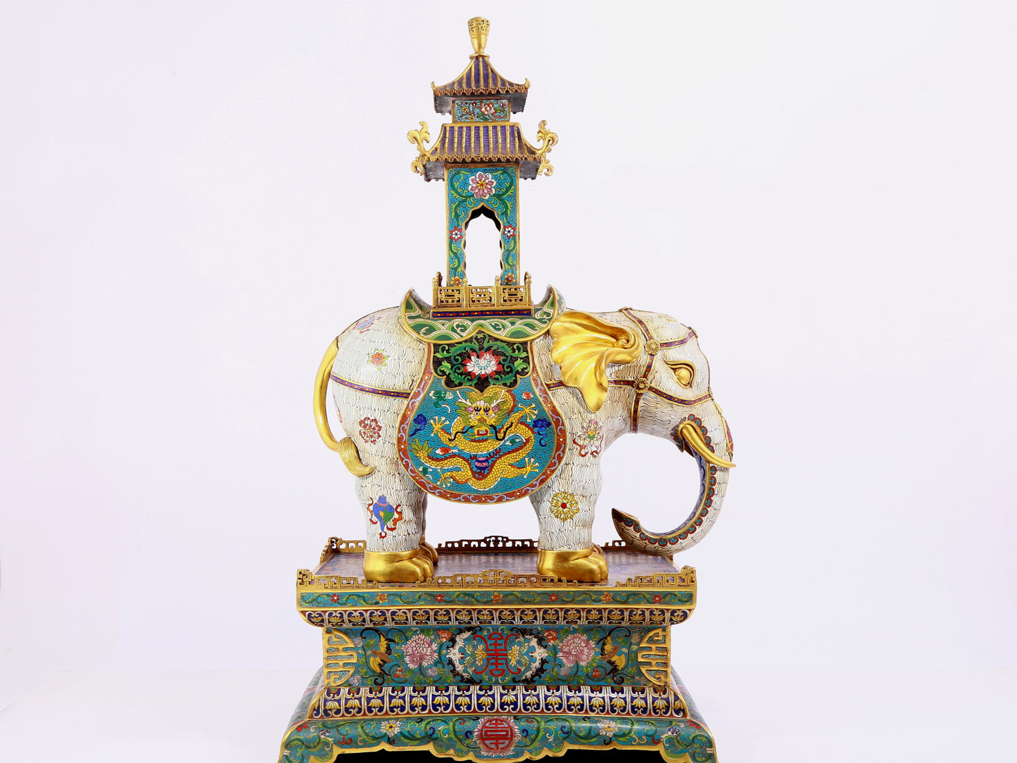 Pair of cloisonné elephant palace lanterns