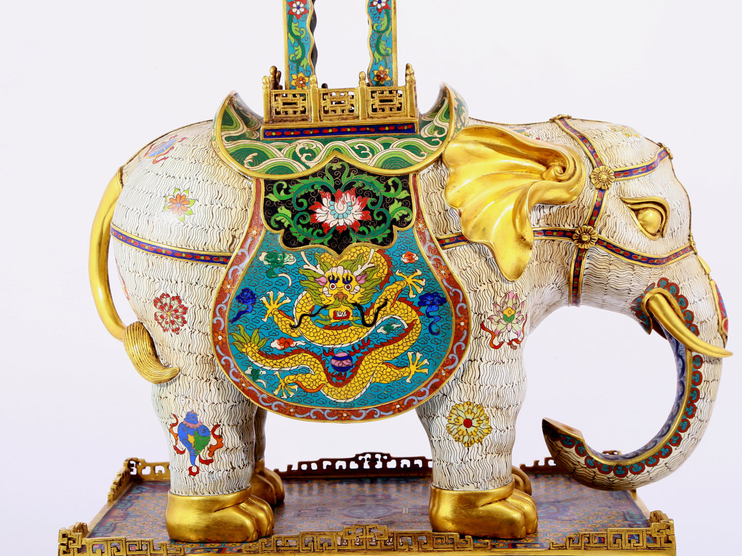 Pair of cloisonné elephant palace lanterns