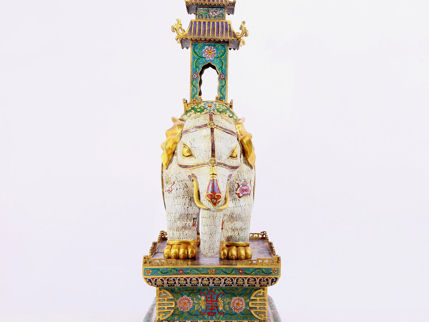 Pair of cloisonné elephant palace lanterns