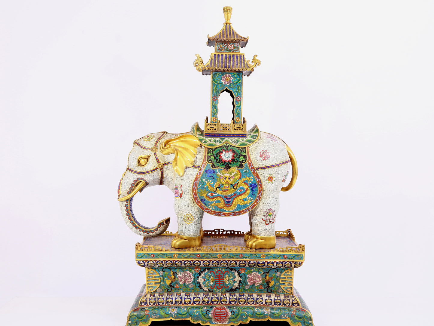 Pair of cloisonné elephant palace lanterns