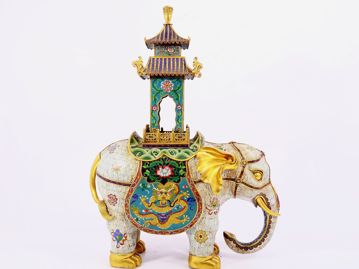 Pair of cloisonné elephant palace lanterns