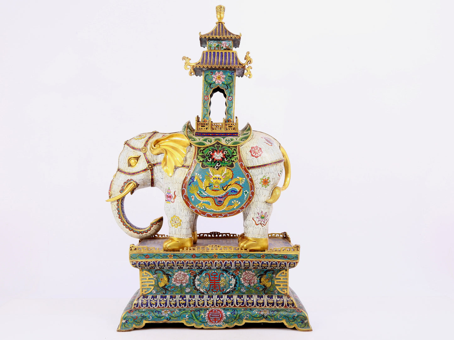 Pair of cloisonné elephant palace lanterns