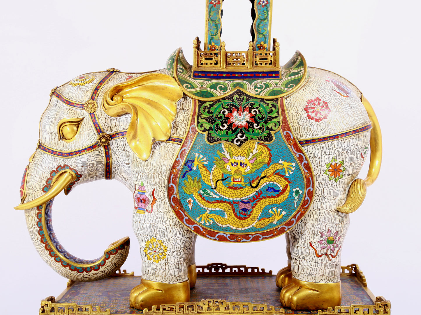 Pair of cloisonné elephant palace lanterns