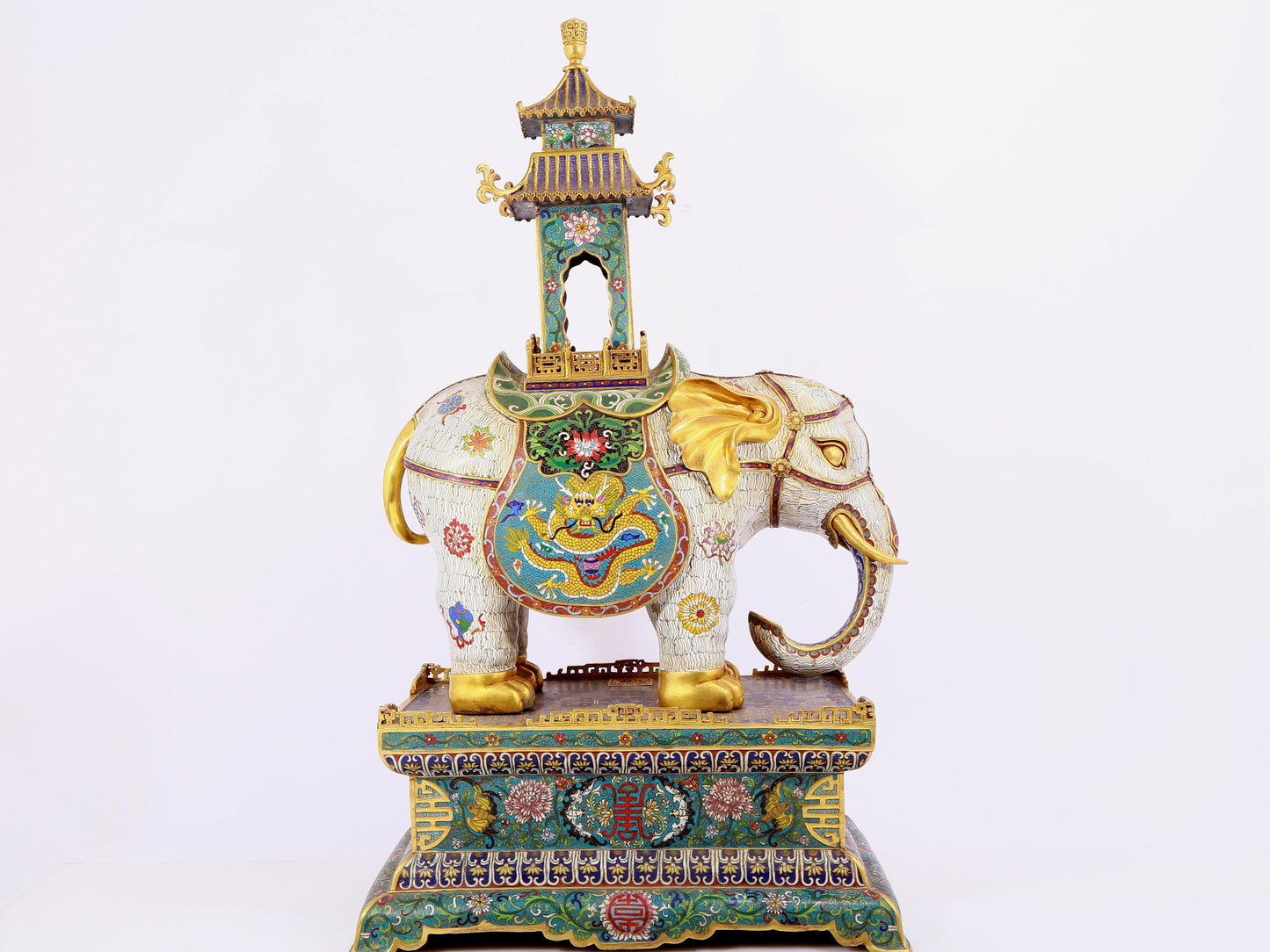 Pair of cloisonné elephant palace lanterns