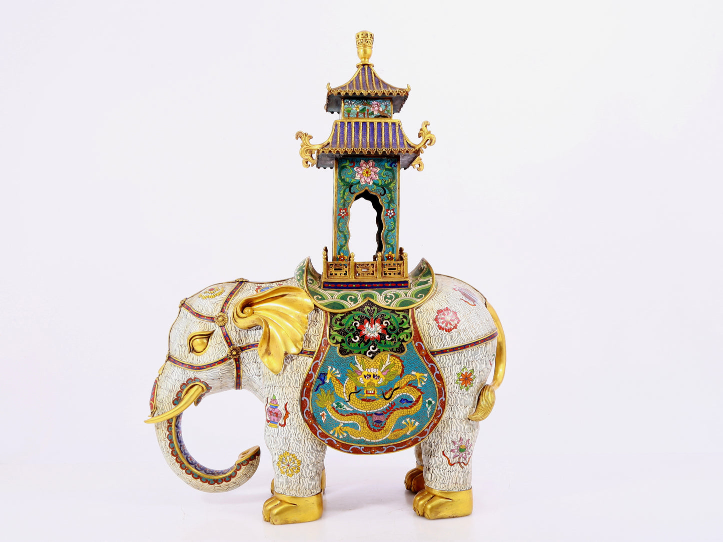 Pair of cloisonné elephant palace lanterns