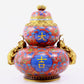 A cloisonné-shaped gourd-shaped lion-ear jar with entwining lotus pattern