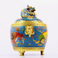 A cloisonné lion pattern amphora with lid