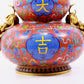 A cloisonné-shaped gourd-shaped lion-ear jar with entwining lotus pattern