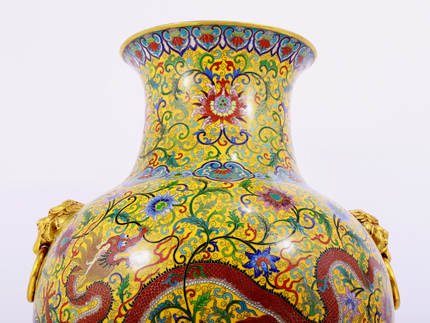 A cloisonné and dragon amphorae