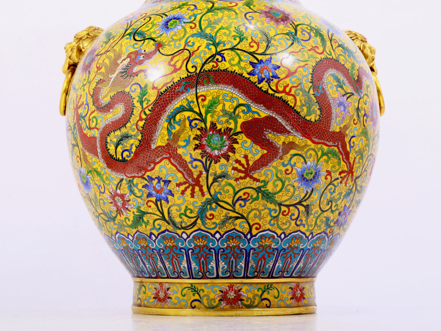 A cloisonné and dragon amphorae