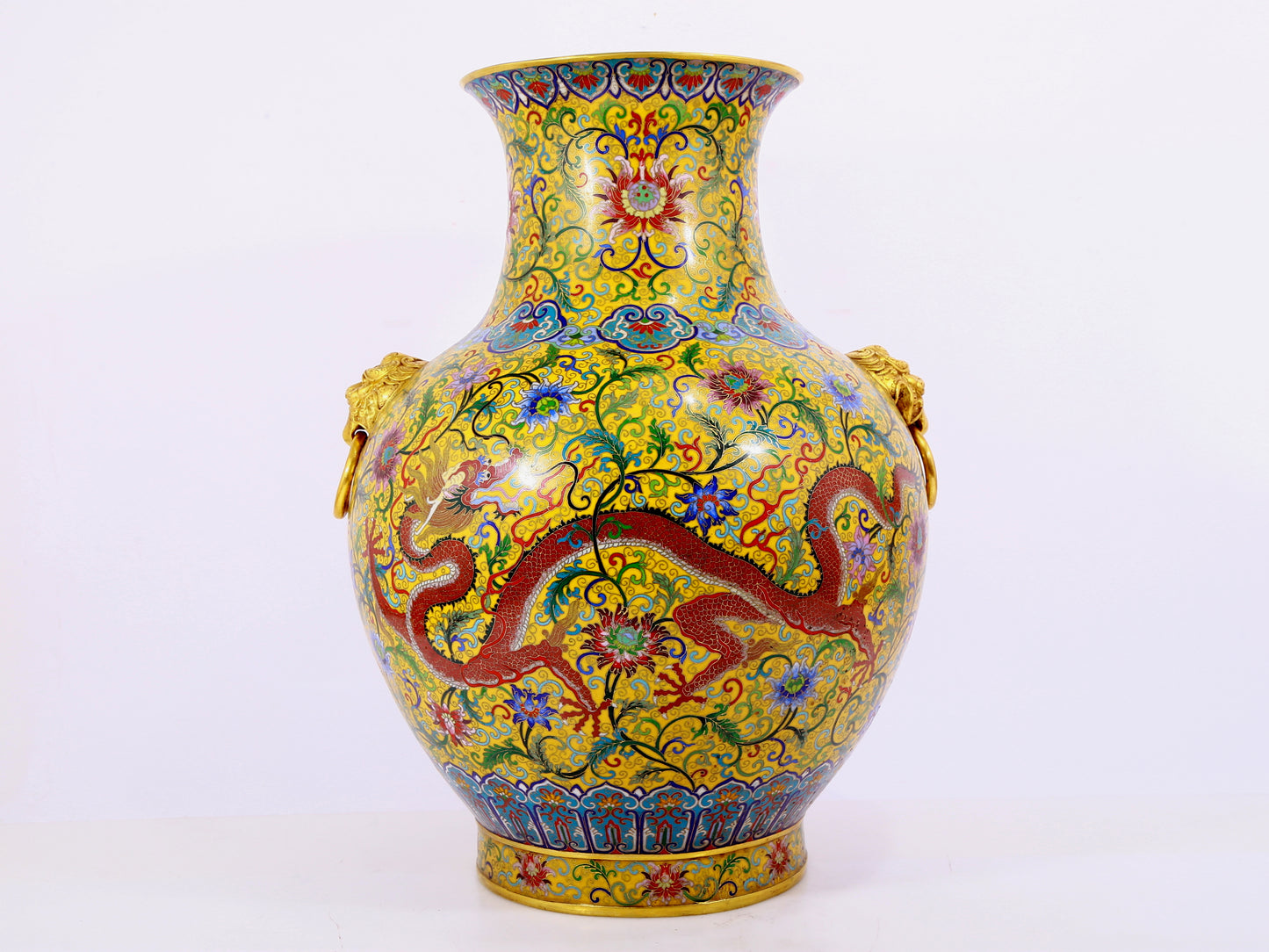 A cloisonné and dragon amphorae