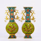 A pair of cloisonné flower and bird pattern amphora