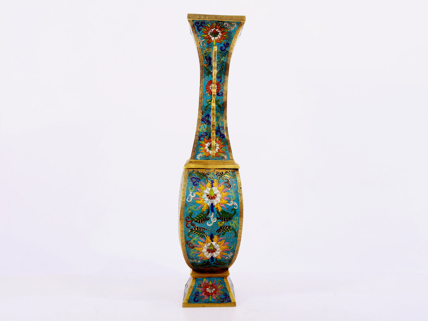 A pair of cloisonné flower and bird pattern amphora