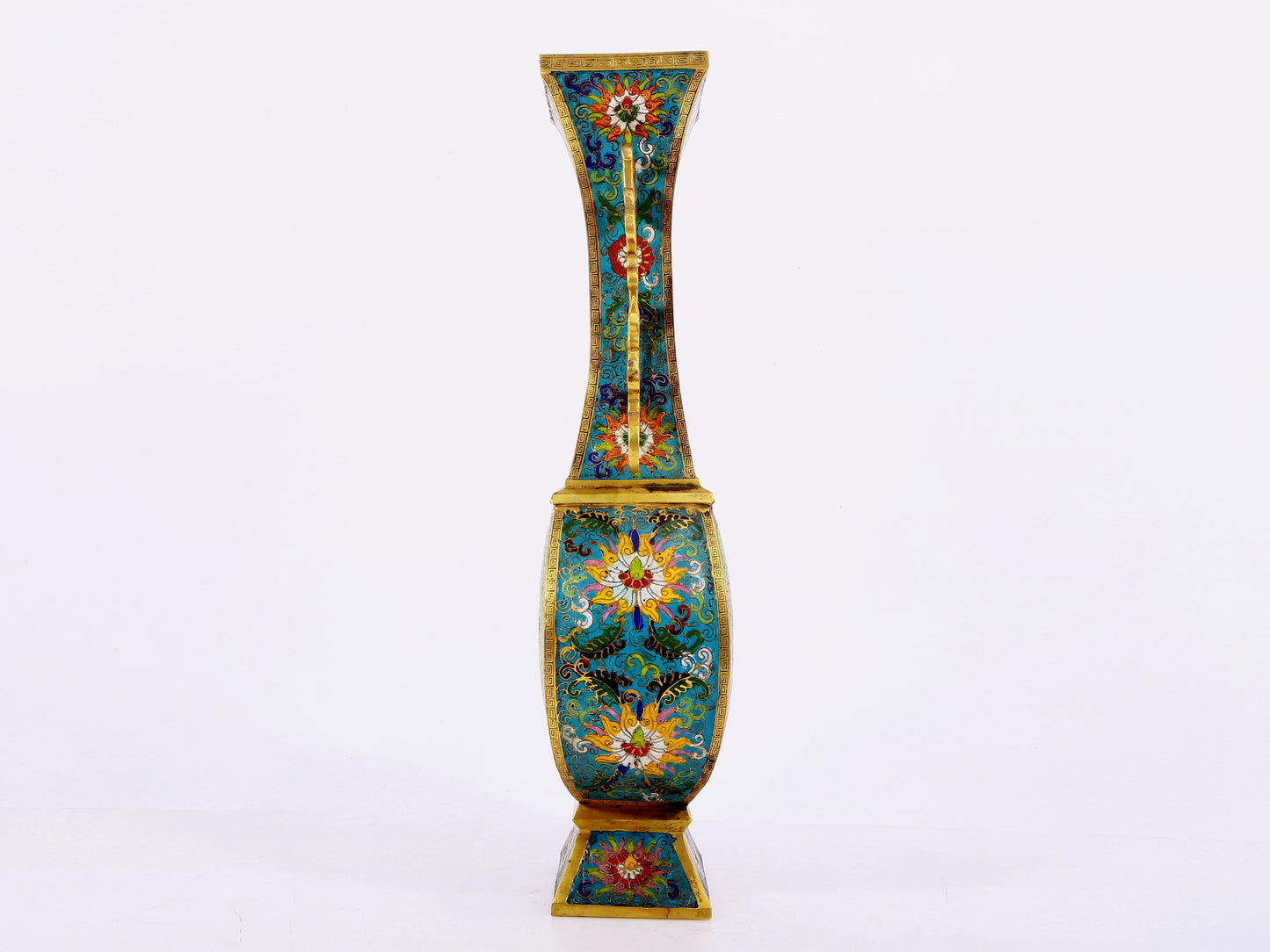 A pair of cloisonné flower and bird pattern amphora