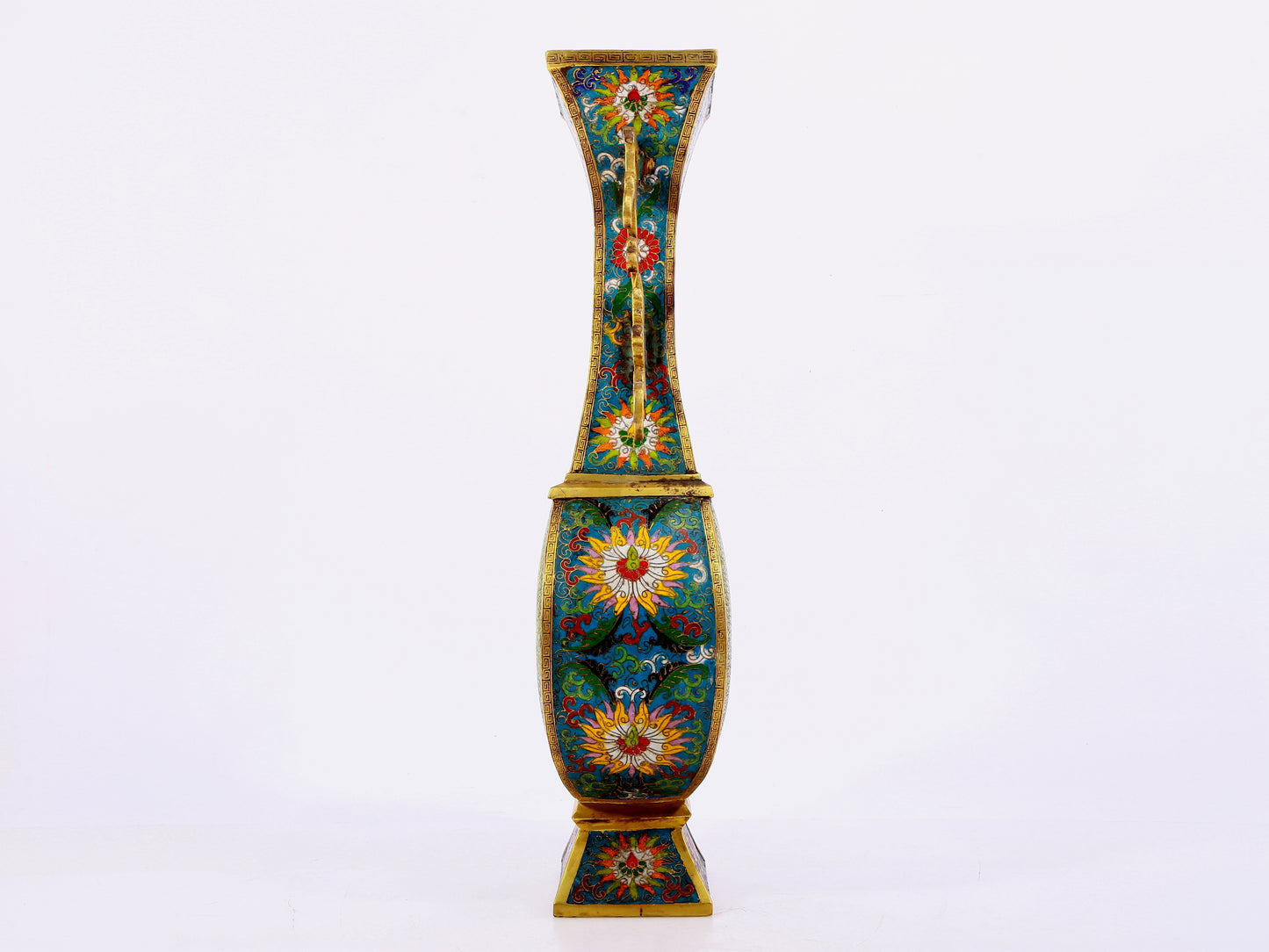 A pair of cloisonné flower and bird pattern amphora