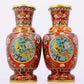 A pair of cloisonné and phoenix pattern vases