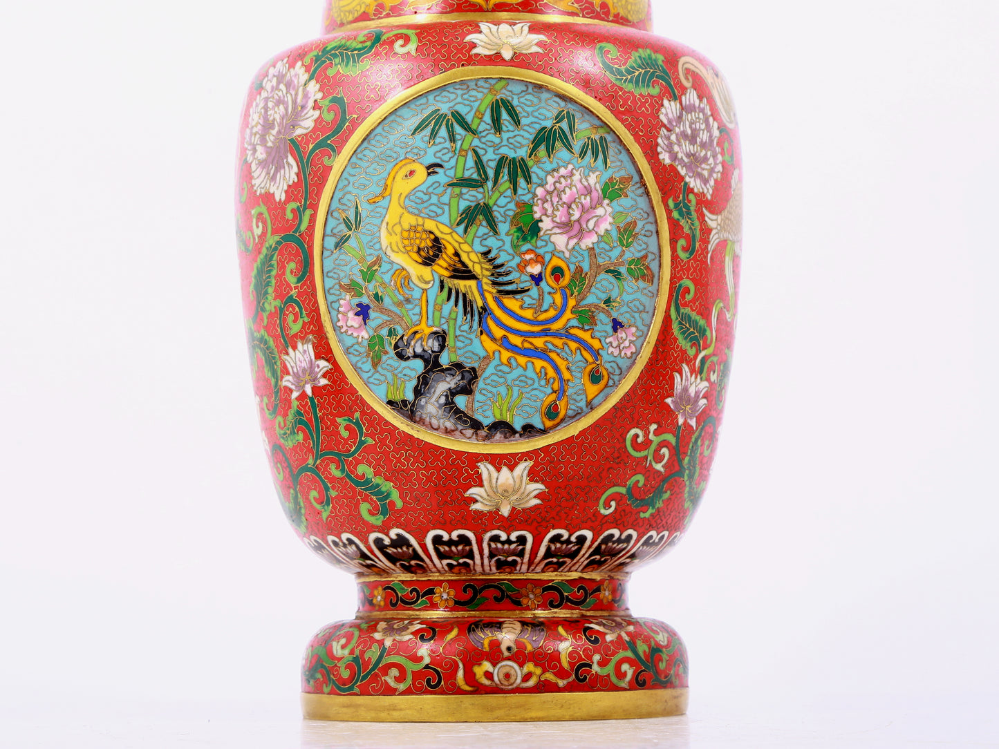 A pair of cloisonné and phoenix pattern vases