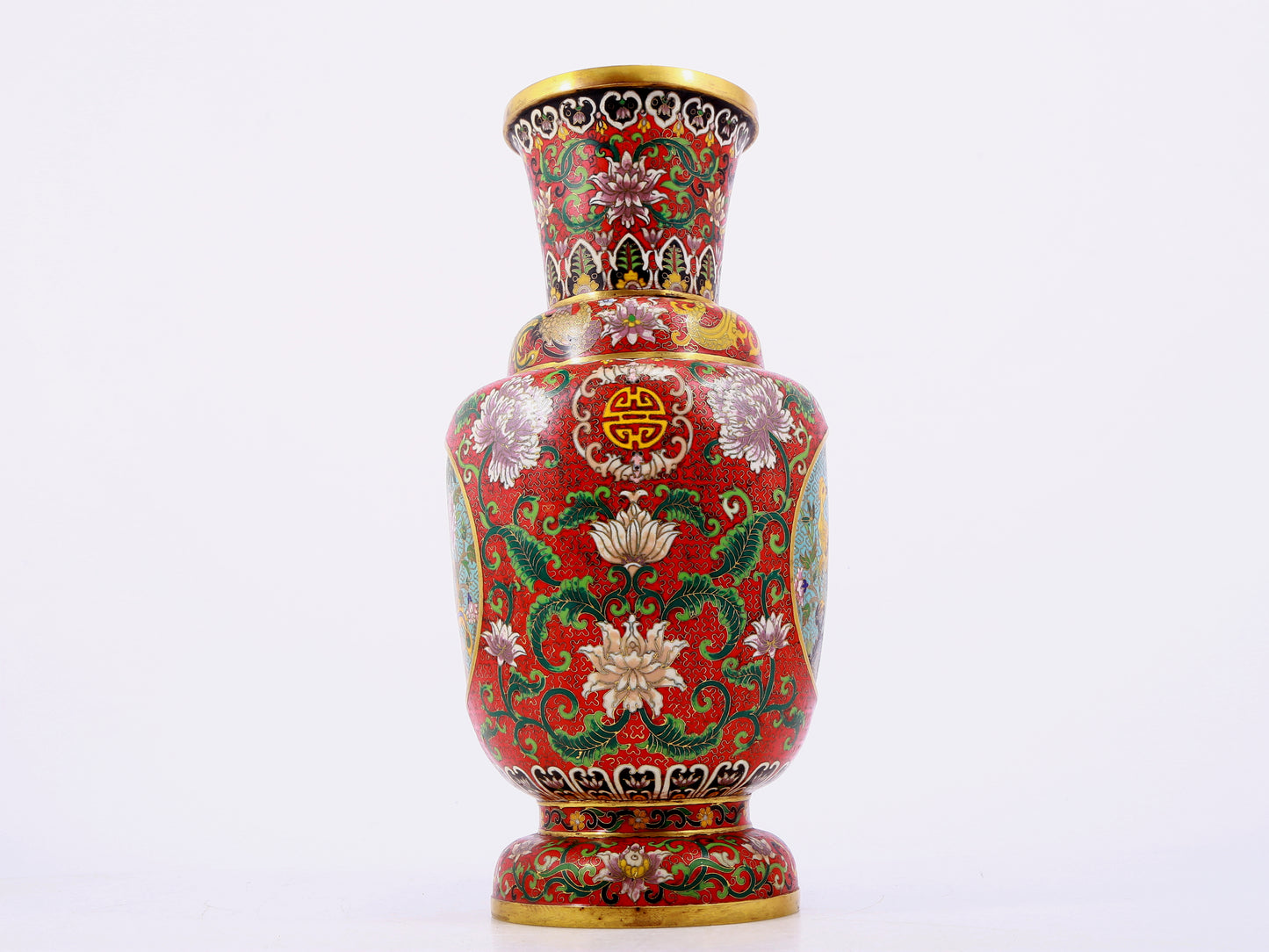 A pair of cloisonné and phoenix pattern vases