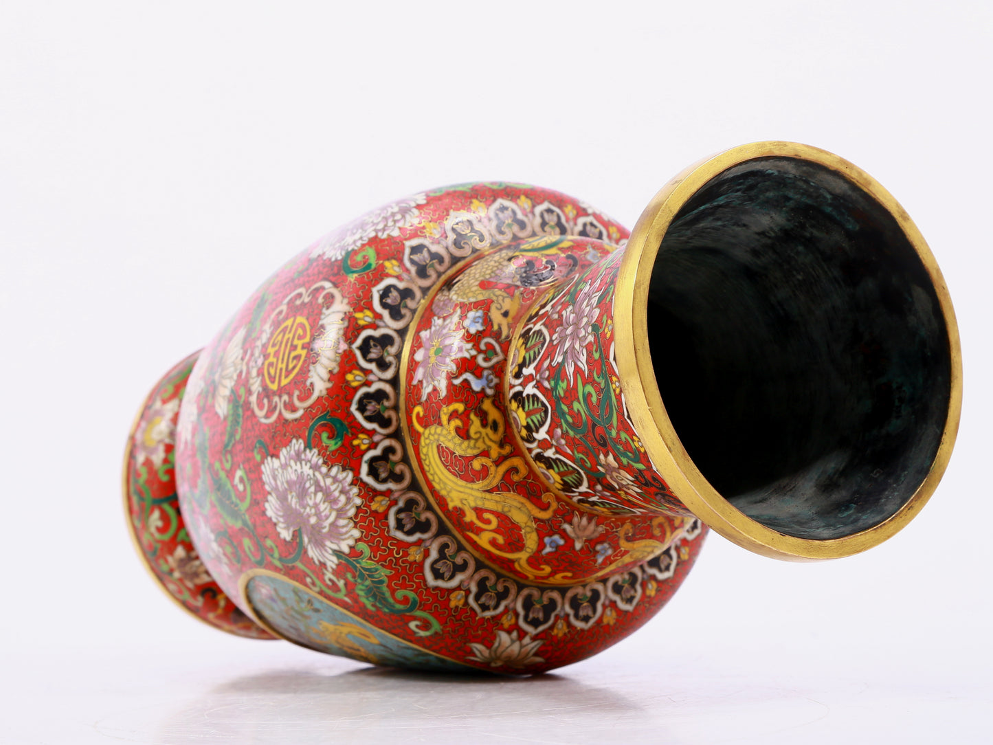 A pair of cloisonné and phoenix pattern vases