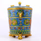 A cloisonné auspicious cloud and auspicious animal pattern three-legged jar with lid