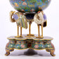 A cloisonné lotus pattern two-eared three-legged incense burner with lid