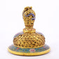 A cloisonné lotus pattern two-eared three-legged incense burner with lid