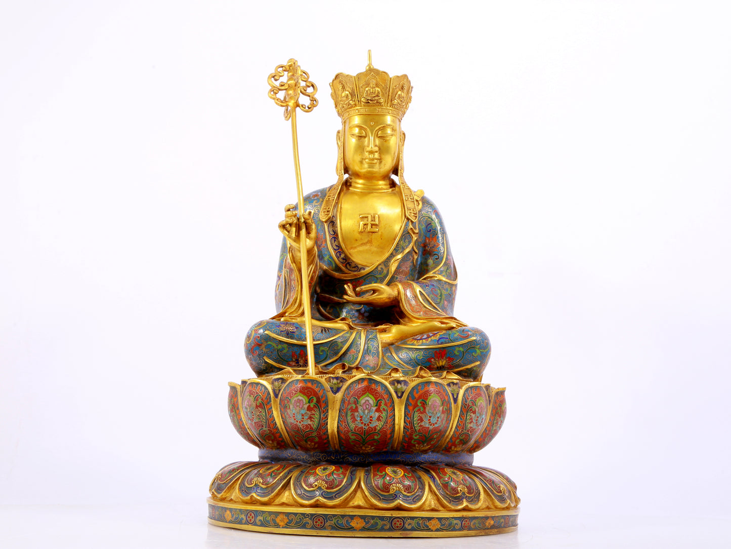 A cloisonné statue of Ksitigarbha Bodhisattva