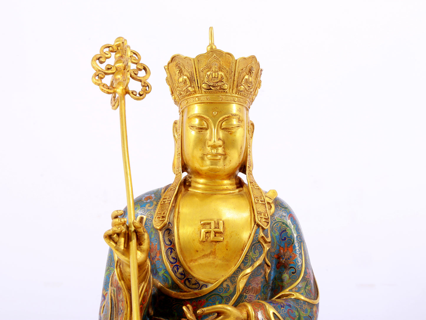 A cloisonné statue of Ksitigarbha Bodhisattva