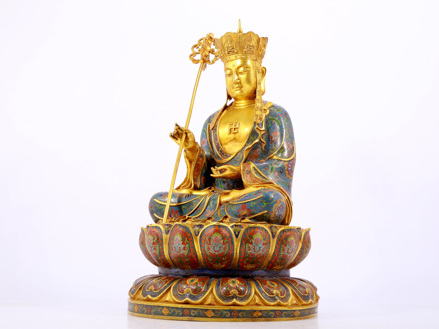 A cloisonné statue of Ksitigarbha Bodhisattva